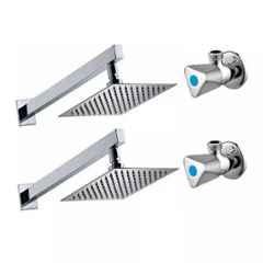 Fastgear 4 Pcs Triangle Stainless Steel Silver Chrome Finish Faucet Set with Shower, FG161