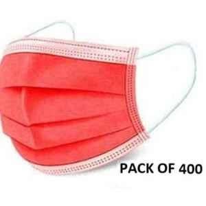 Wellstar 3 Layer Disposable & Reusable Non Woven Red Surgical Mask with Nose Pin & Melt Blown Fabric, COURFUL MASK-48 (Pack of 400)