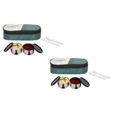 Carrolite 400ml Green & Black Stainless Steel Lunchbox Buy 1 Get 1 Free, Comboblack_003 (Pack of 5)