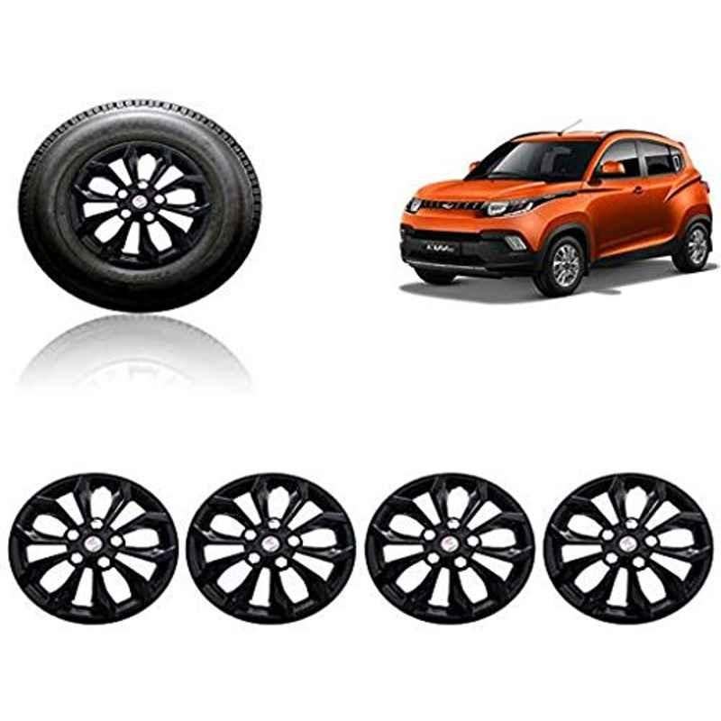Auto Pearl 4 Pcs 14 inch ABS Black Car Wheel Cover Set for Mahindra Wheels
