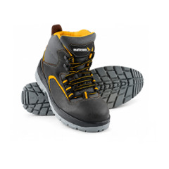 Mallcom Ontilla S1 NB Nubuck & Suede Leather Direct Injected Double Density PU Sole Steel Toe Cap High Ankle Black Safety Shoe, Size: 12