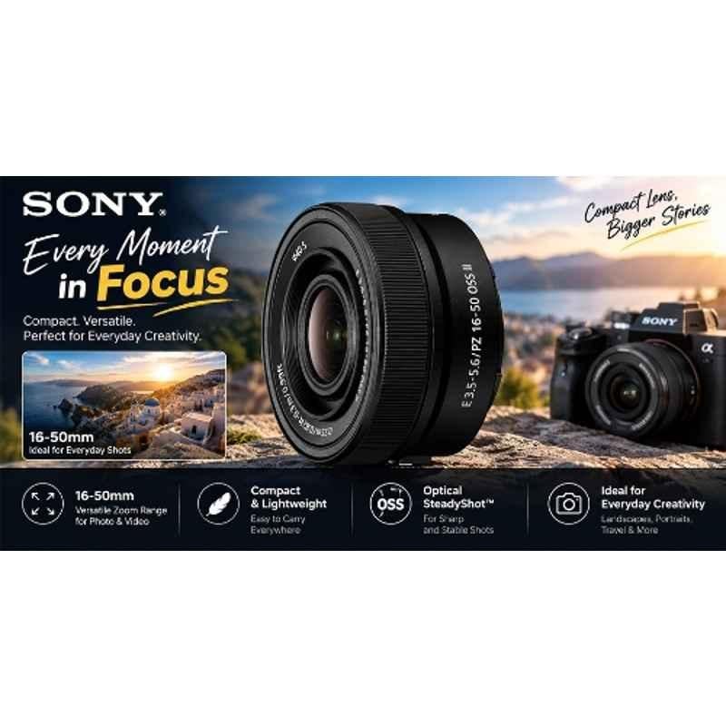 Sony SELP16502 16-50mm F3.5-5.6 E Mount Standard Power Zoom Lens for Digital SLR Camera, SELP16502/Q SYX