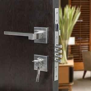 Voltizi Rose Stainless Steel Matt Finish Both Side Key Mortise Door Lock Handle Set with 3 Computer Keys, LB304-BSK-R