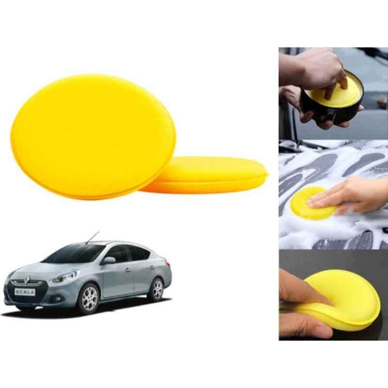 Auto Pearl Polyurethane Beige Washing & Waxing Polish Foam Sponge for Scala RXE (Pack of 2)