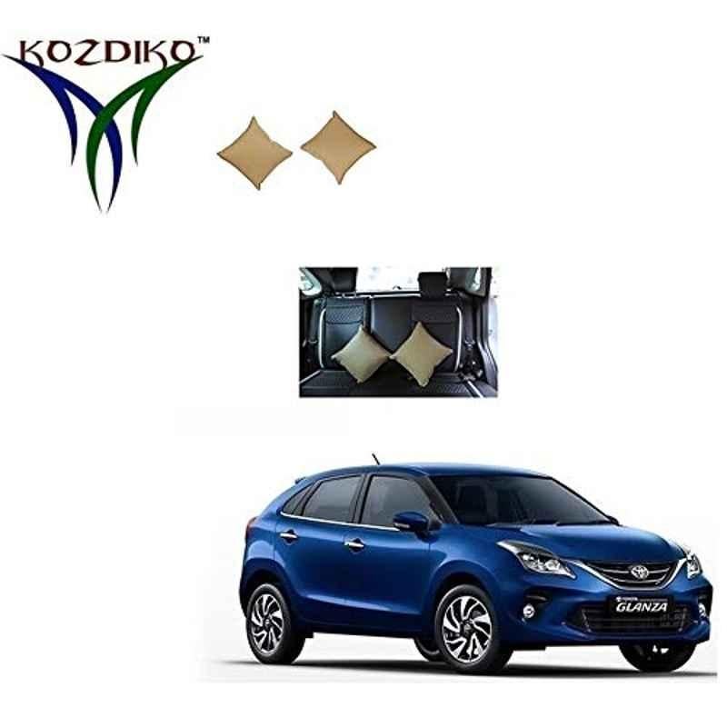 Kozdiko 2 Pcs Faux Leather Beige Car Seat Pillow Cushion Set for Toyota Glanza