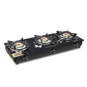 Longway Astra 3 Burner Black Glass Top Automatic Ignition Gas Stove