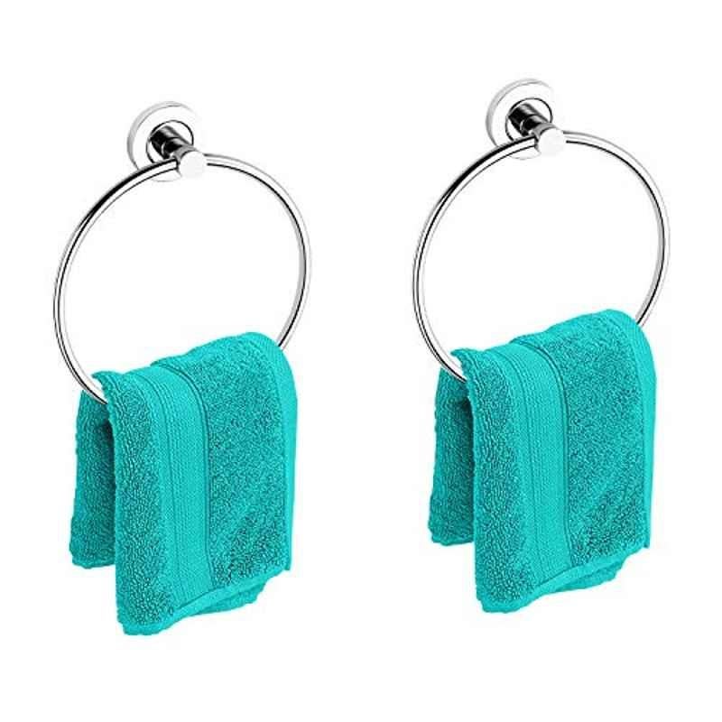 Buy Plantex Stainless Steel Silver Wall Mount Towel Ring for Bathroom, 3001 (Pack of 2) Online