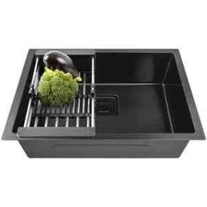 Fossa 24x18x10 inch Stainless Steel SS304 Matt Finish Black Single Bowl Kitchen Sink, FHS-05