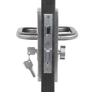 Handle Waala MG1103-CYS 8 inch 60mm Stainless Steel Silver Cylindrical Plate One Side Key Mortise Door Lock Set