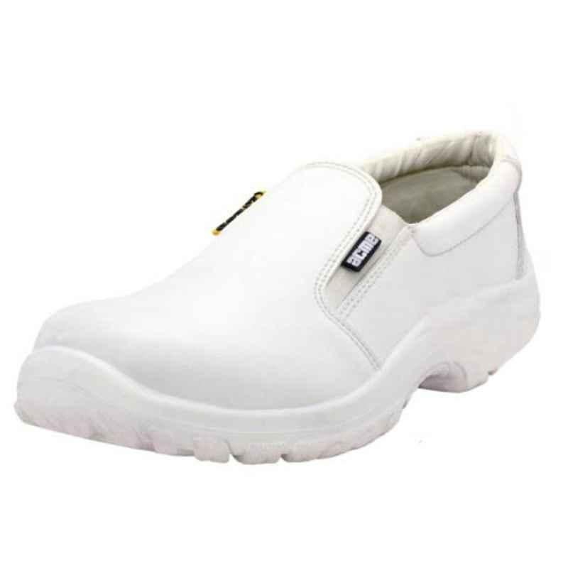 Acme Toxin Croma Leather Low Ankle Steel Toe White Safety Shoes, Size: 7