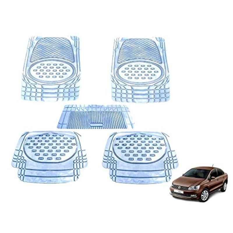 Kozdiko 5 Pcs 6605 PVC & Rubber Clear Car Foot Mat Set Universal for All Cars