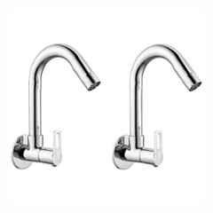 Fastgear Kubix Brass Chrome Finish Silver Sink Tap, FG1137 (Pack of 2)