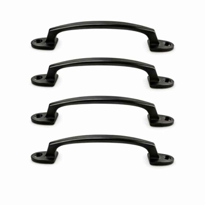 Mix & Match Classic 6 inch Cast Iron Black Matte Finish Pull Handle for Wardrobe, Cupboard & Window (Pack of 4)