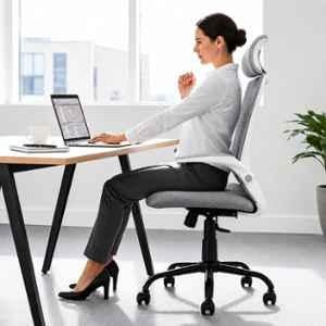 Cellbell Swift Mesh High Back White Ergonomic Chair, CBFCLUX0271