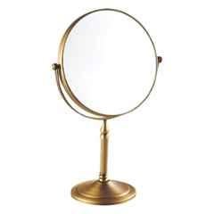 Plantex 8 inch Premium Antique Brass Magnifying Mirror/Dual Side Makeup Mirror with Stand/Shaving Mirror for Bathroom with 5x/1x Magnification