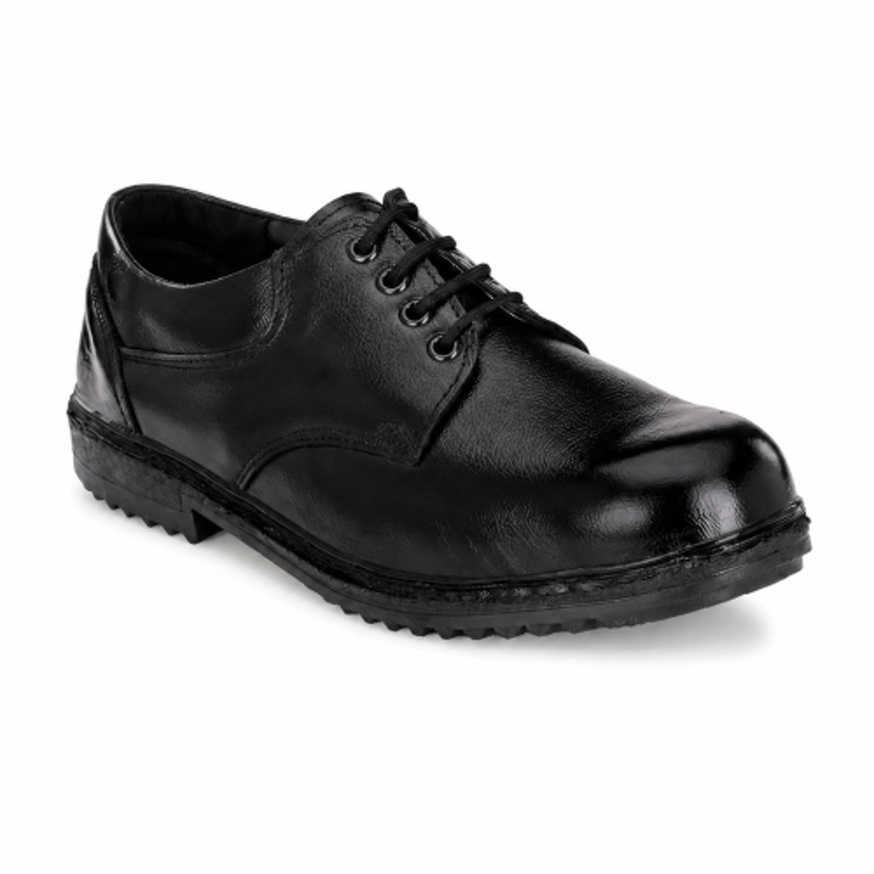 ArmaDuro AD1012 Leather Steel Toe Black Work Safety Shoes, Size: 9