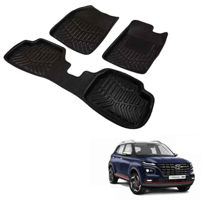 Kozdiko 3D Black Car Foot Mat Set for Hyundai Venue N-Line, dshbdhb243