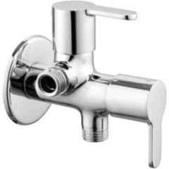 Fastgear Brass Chrome Plated 2 Way Angle Wall & Bib Tap with Flange Fitting Twin Elbow Valve Faucet