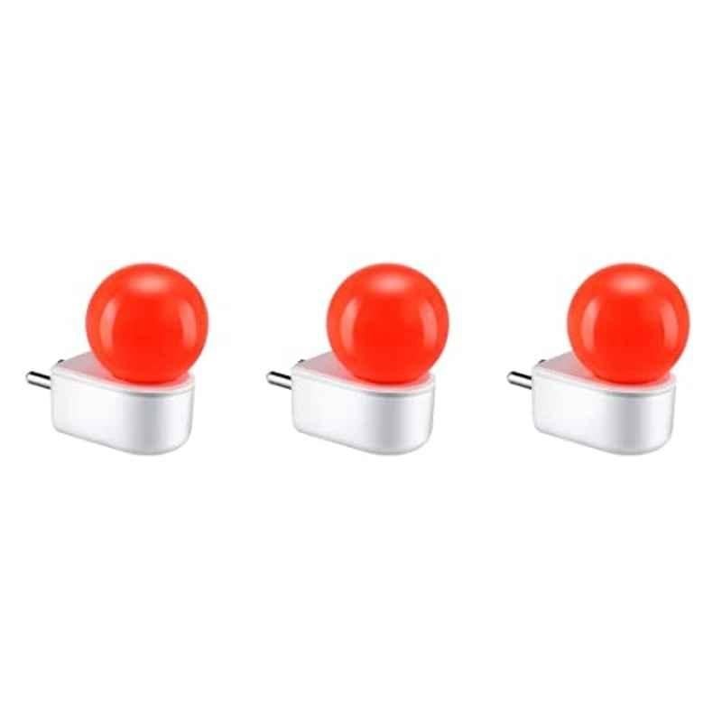 Orient Electric Deco 0.5W Red Plug n Play LED Night Lamp with 2 Pin Socket, Glare-Free Brightness & BIS Approved (Pack of 3)