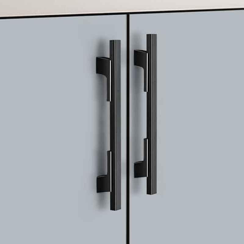 Plantex 160mm Aluminium Black Matte Finish Pull Cabinet Handle for Home & Office, APS-DTC-5580-BLK-160MM-PK-2 (Pack of 2)