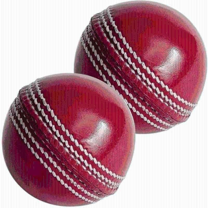 HTM Hi Quality Cricket Leather Ball for Hobby Play & Training Cricket Leather Ball Standard Red (Pack of 2)