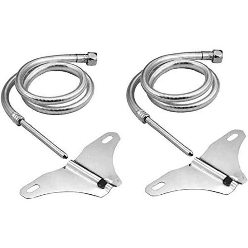 Zesta Stainless Steel Silver Butterfly Toilet Jet Spray with 1m PVC Hose (Pack of 2)