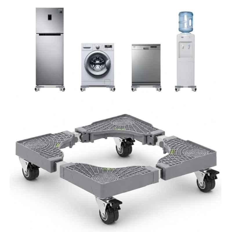 Corvids 150kg 25mm Stainless Steel & Plastic Grey Adjustable Stand with Wheels & 2 Years Warranty for Washing Machine, Refrigerator, Air Cooler & Dishwasher, CWST-SQ2504-GR