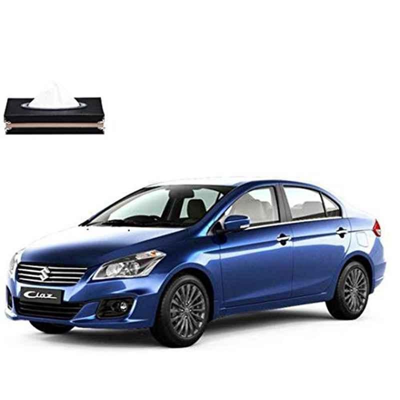 Kozdiko Black Leatherite Tissue Paper Dispenser Box with 200 Sheets for Maruti Suzuki Ciaz Facelift 2018-Present