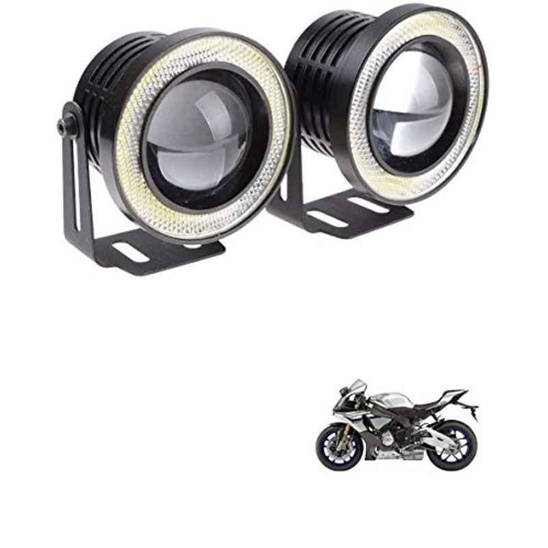 Kozdiko 2 Pcs 15W 3.5 inch High Power White LED Projector COB Fog Light Set with White Angel Eye Ring for Yamaha YZF Rim, koz_88177