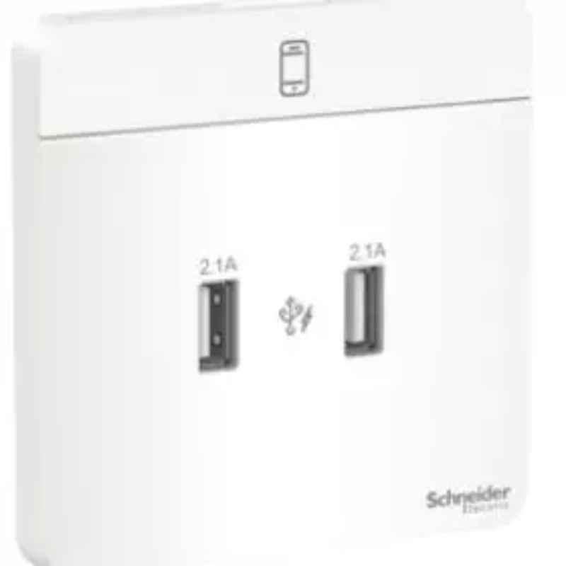 Schneider Electric AvatarOn 2 Type A 2.1 A White USB Charger, E8332USB_WE_G8