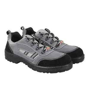 Liberty Warrior Genuine Leather Grey Steel Toe Safety Shoes, 98-254, Size: 11