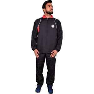 World Sports Polyester Red, Black & White Self Design Track Suit for Men, TSM719BRW, Size: M