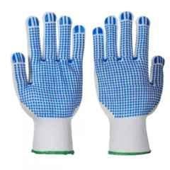 Stockhawkers 10 inch Cotton White & Blue Safety Hand Gloves (Pack of 20)