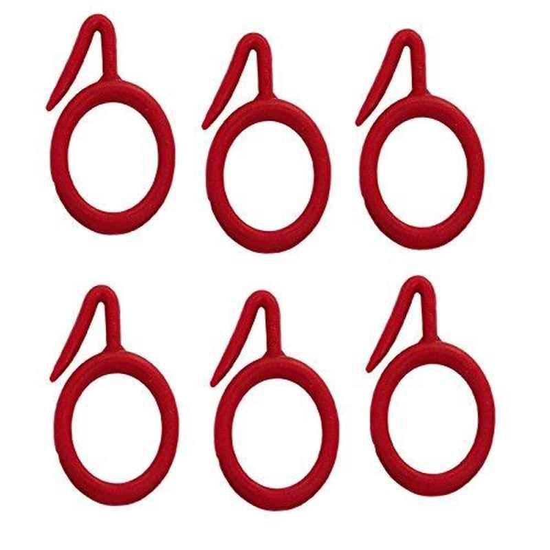 Smart Shophar 1.2 inch Plastic Red Nemani Curtain Ring, SHA60CR-NEMA-RD1.25-P6 (Pack of 6)