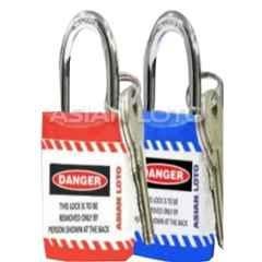 Asian Loto 2 Pcs Metal & Plastic Red & Blue Regular Shackle Jacket Padlock Set with 3 Keys, ALC-LPR