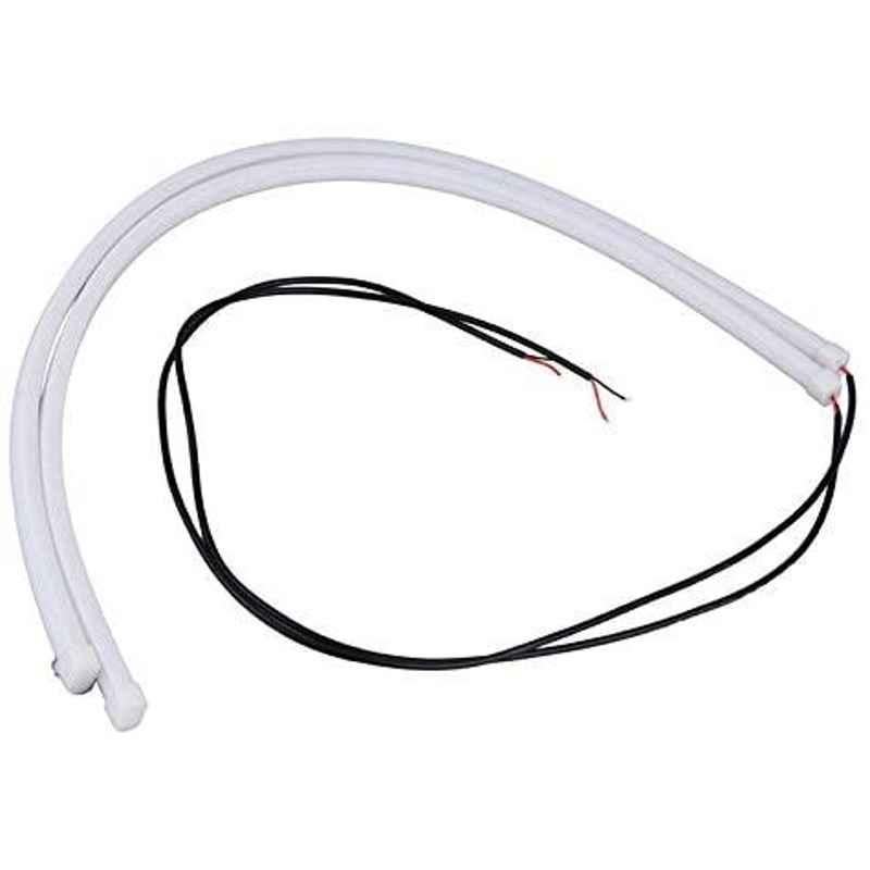 AOW Flexible 30cm Bike Headlight Neon LED DRL Tube (White) for Mahindra Centra (Pack of 2)