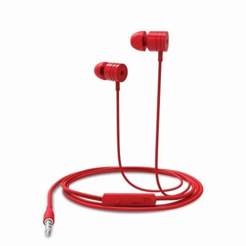 Portronics Conch 204 Red In-Ear Stereo 3.5mm Wired Earphone with In-Built Mic, POR 765 (Pack of 5)