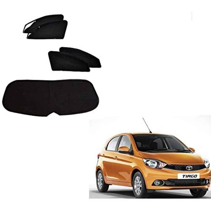 Kozdiko 5 Pcs Polyester Magnetic Zipper Car Sunshade Set with Dicky Curtain for Tata Tiago & Tiago EV