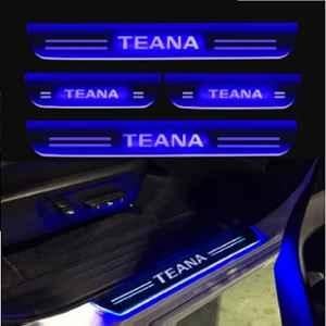 SureStrive 4 Pcs Acrylic Car Side Footstep Set with Blue LED Door Sill Scuff Plate for Nissan Teana All Model