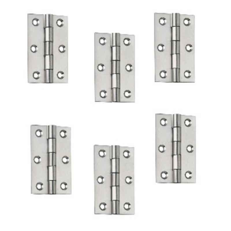 Shri 3 inch Stainless Steel Solid Welded Satin Finish Silver Premium Butt Hinge, 3X16 S-SS (Pack of 6)