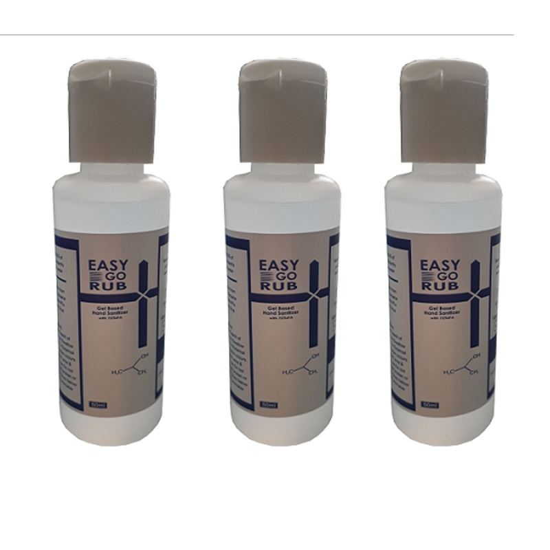 Easy Go Rub 50ml 75% Isopropyl Alcohol (IPA) Gel Based Hand Sanitizer (Pack of 4)