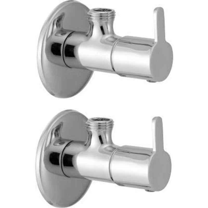 Zesta Flora Stainless Steel Chrome Finish Angle Valve with Wall Flange (Pack of 2)