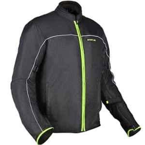 AllExtreme AVIANT Mesh Fabric Black & Green Air Bike Riding Jacket with Armour Protector Elbows & Shoulders, Size: M