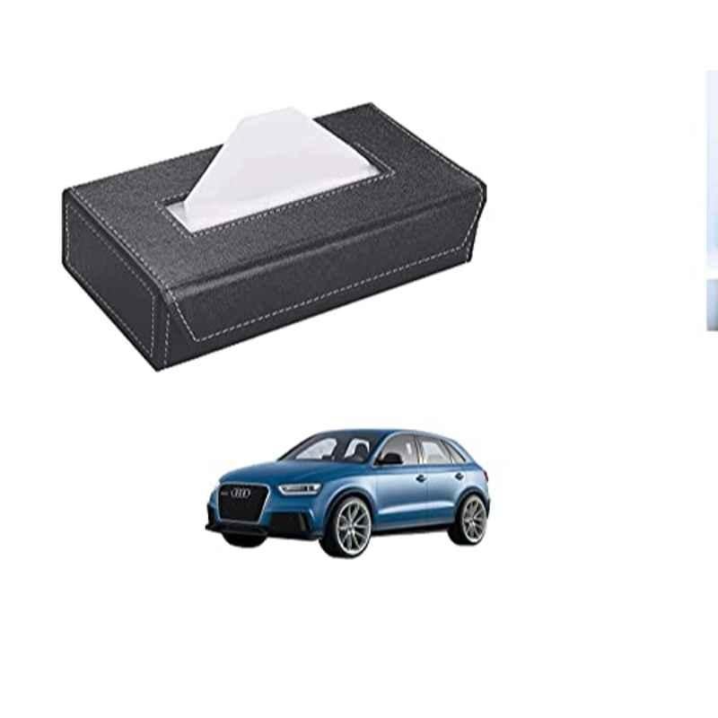 Kozdiko 100 Pulls PU Leather Grey Car Tissue Paper Box with 200 Sheets for Audi Q3