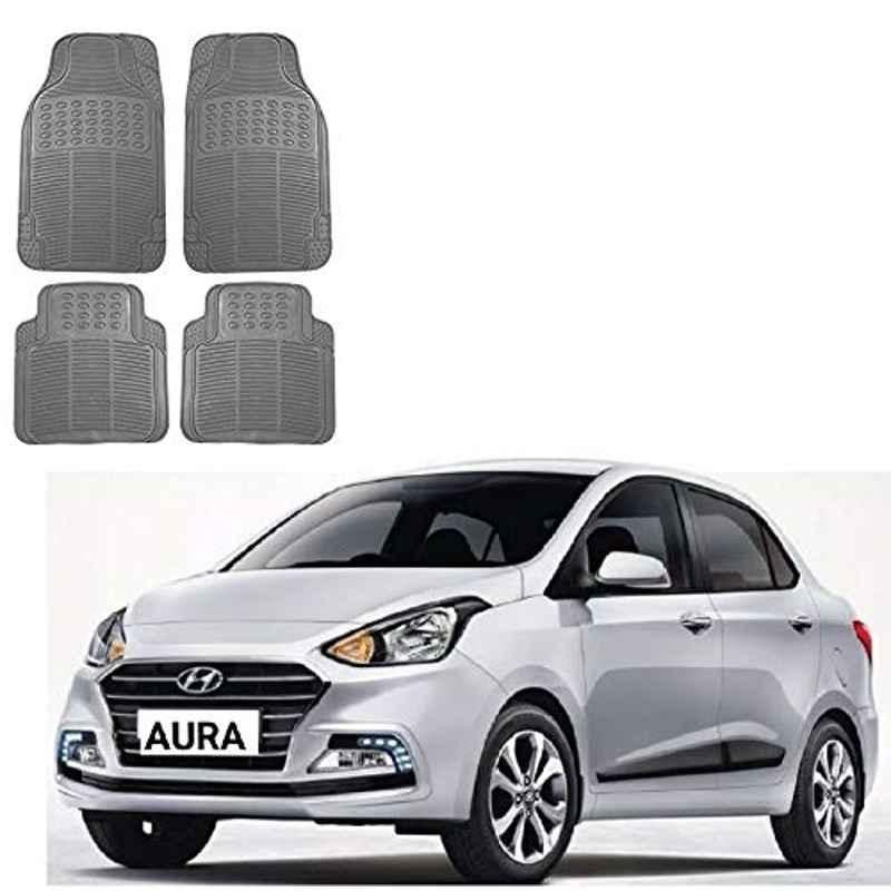 Kozdiko 4 Pcs Rubber Grey Car Simple Foot Mat Set for Hyundai Aura