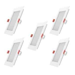 FYBROS Faro 12W Polycarbonate Warm White Square LED Panel Light, FLS5083E (Pack of 5)