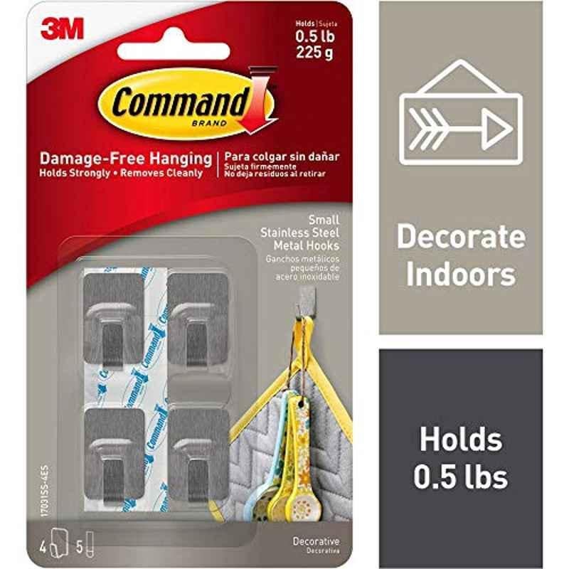 3M Command Stainless Steel Small Hooks (Pack of 4)
