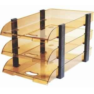 Omega 3 Compartment Smoky Brown Unbreakable Executive File Tray, 1758/U3