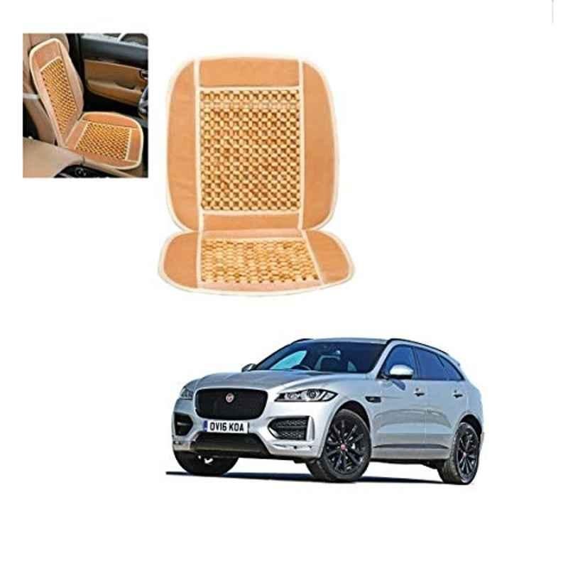 Kozdiko Wooden Bead Seat with Beige Velvet Border for Jaguar F-Pace