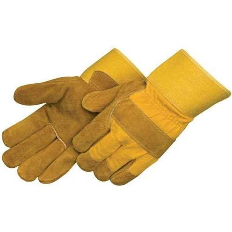 Abbasali Yellow Leather Safety Hand Gloves